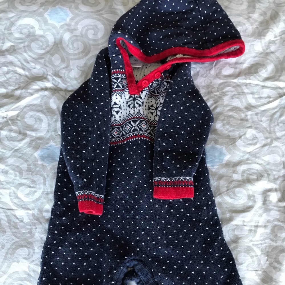 Hanna Andersson boys baby sweater romper 18-24m